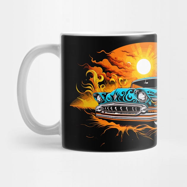 Lowrider Custom Classic Car Hotrod Sunset Lowrider by Tees 4 Thee